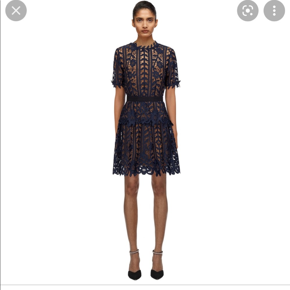 Brand new. Never worn. Self portrait lace A line dress In navy